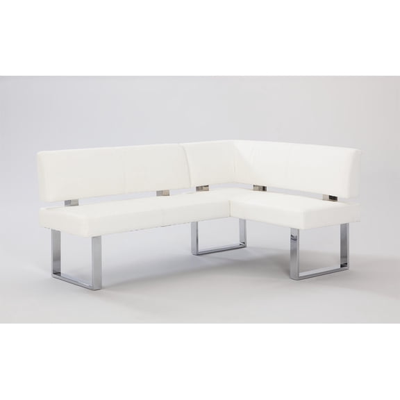 Maklaine 2-piece Contemporary Wood Nook Set in Gloss White Finish