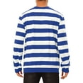 thumbnail image 3 of INSPIRE CHIC Chandails en Molleton pour Hommes Rayures Contrastées Col Rond Manches Longues Coupe Régulière Chandail Bleu Blanc, 3 of 6