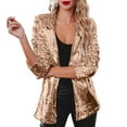 thumbnail image 2 of Riforla Women Sequins Blazer Sequin Shimmer Jacket Casual Long Sleeve Glitter Party Shiny Lapel Coat Rave Outerwear Blazers for Women Gold L, 2 of 9
