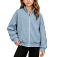 thumbnail image 2 of Busydd Boys and Girls Corduroy Jacket 4-15 Years Casual Solid Color Long Sleeve Fall Jacket Trendy Ribbed Zip Up Stand Collar Jacket Outerwear, 2 of 9