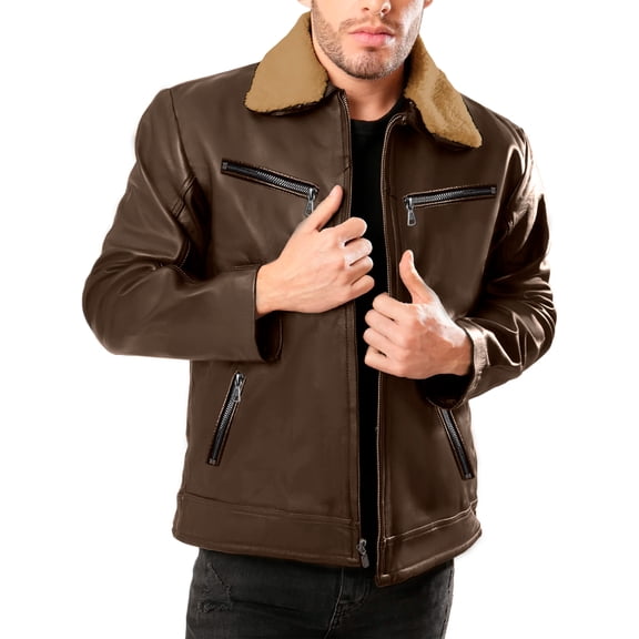 Chamarra Para Hombre Shendy Vendi Chaqueta Vinipiel Tipo Biker Cafe Chica