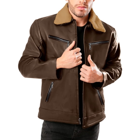 Chamarra Para Hombre Shendy Vendi Chaqueta Vinipiel Tipo Biker Cafe Chica