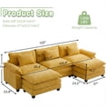 thumbnail image 3 of IPKIG Sectional Sofa Comfy Cloud Couch for Living Room with Pillows, Modern Chenille Sofa Sleeper Deep Couches with Two Ottoman (Yellow, 5-Seat), 3 of 8