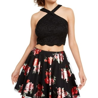 City Studios Juniors Off The Shoulder Fit Flare Dress Ink 3 - Walmart.com