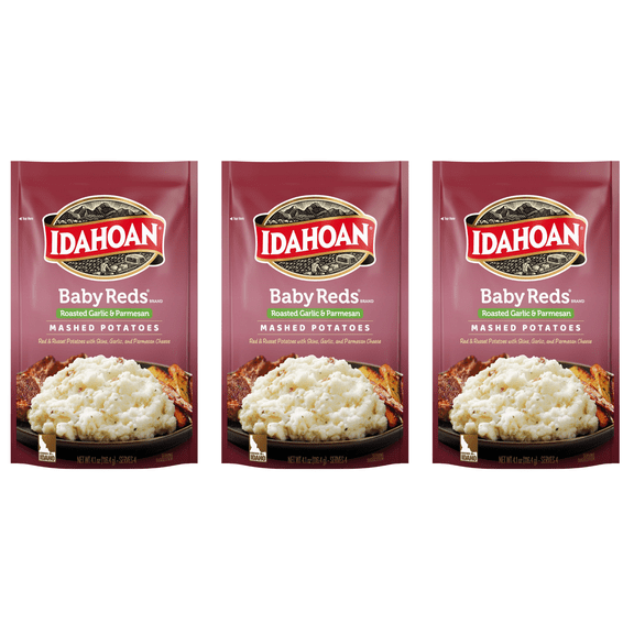 (3 pack) Idahoan Baby Reds w/Roasted Garlic & Parmesan Mashed Potatoes, 4.1oz
