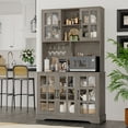 thumbnail image 2 of Homfa 70.9'' Kitchen Pantry Hutch, Wood Storage Cabinet with Adjustable Shelves and Wine Holder, Gray, 2 of 7