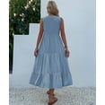 thumbnail image 5 of Women Summer Dresses Sleeveless Solid Color Casual Loose Swing Button Down Maxi Dress Beach Vacation Sundress (Light Blue,Medium), 5 of 6