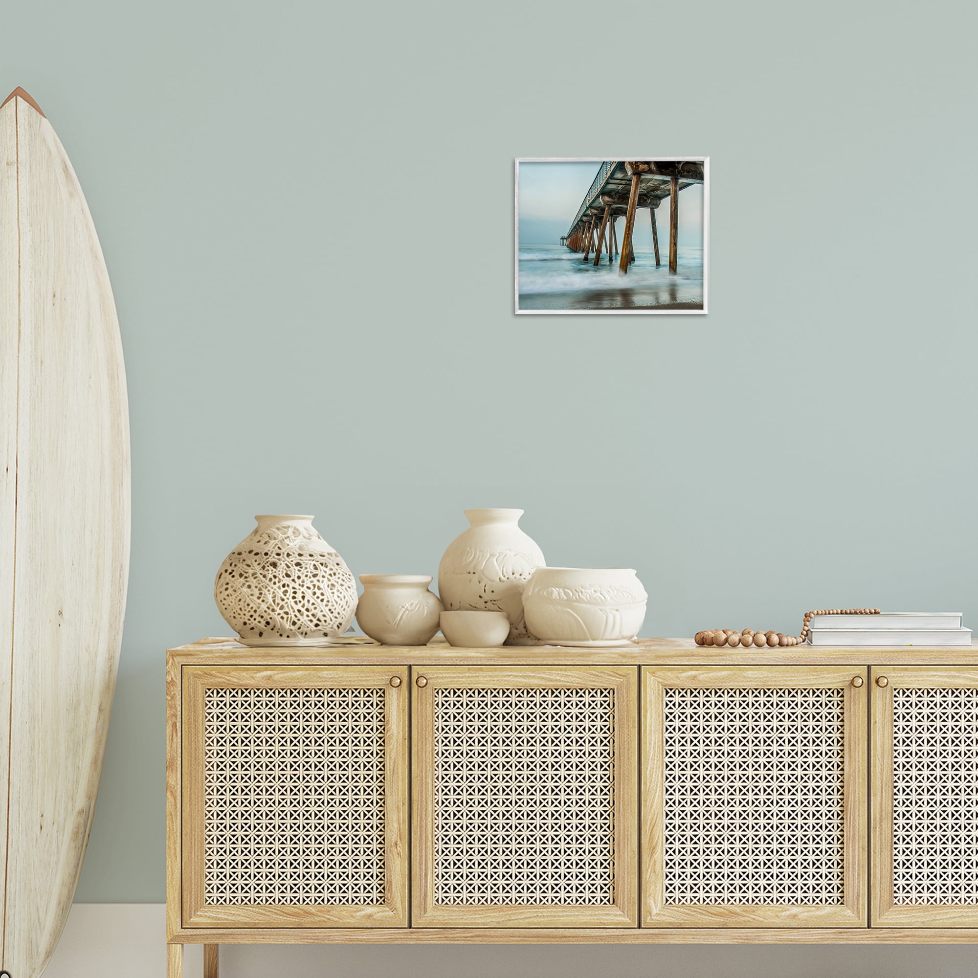 Stupell Industries Summer Dock Splashes Landscape Photography White Framed Art Print Wall Art, 14 x 11
