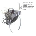 thumbnail image 7 of NUZYZ Hair Hoop Fascinator Hat with Hair Clip Elastic Band Faux Feather Ribbon Decor Satin Fabric Women Headband Party Accessories,Silver Gray, 7 of 7