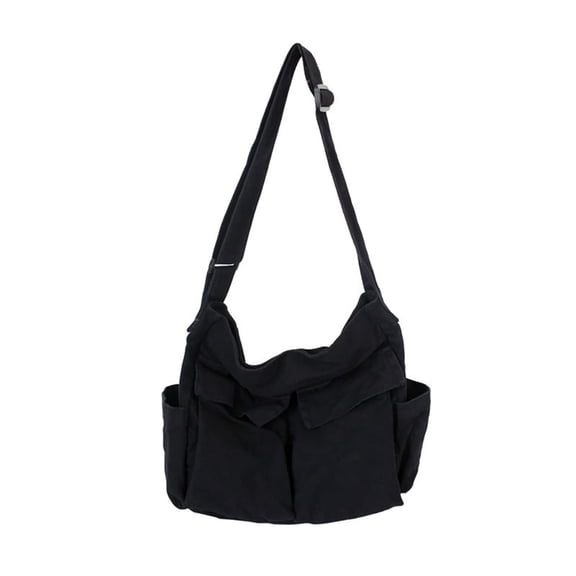 mirlewaiy Aesthetic Cute Messenger Bag for School Vintage Black Canvas Crossbody for Women Shoulder Laptop Bag