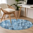 thumbnail image 4 of Blue Abstract Round Area Rug 4Ft Washable Circle Rugs for Bedroom Dining Room, Vintage Geometric Gradient Oil Painting Simple Non-Slip Carpet Floor Mats Indoor Outdoor Carpet Runner Home Decor, 4 of 8
