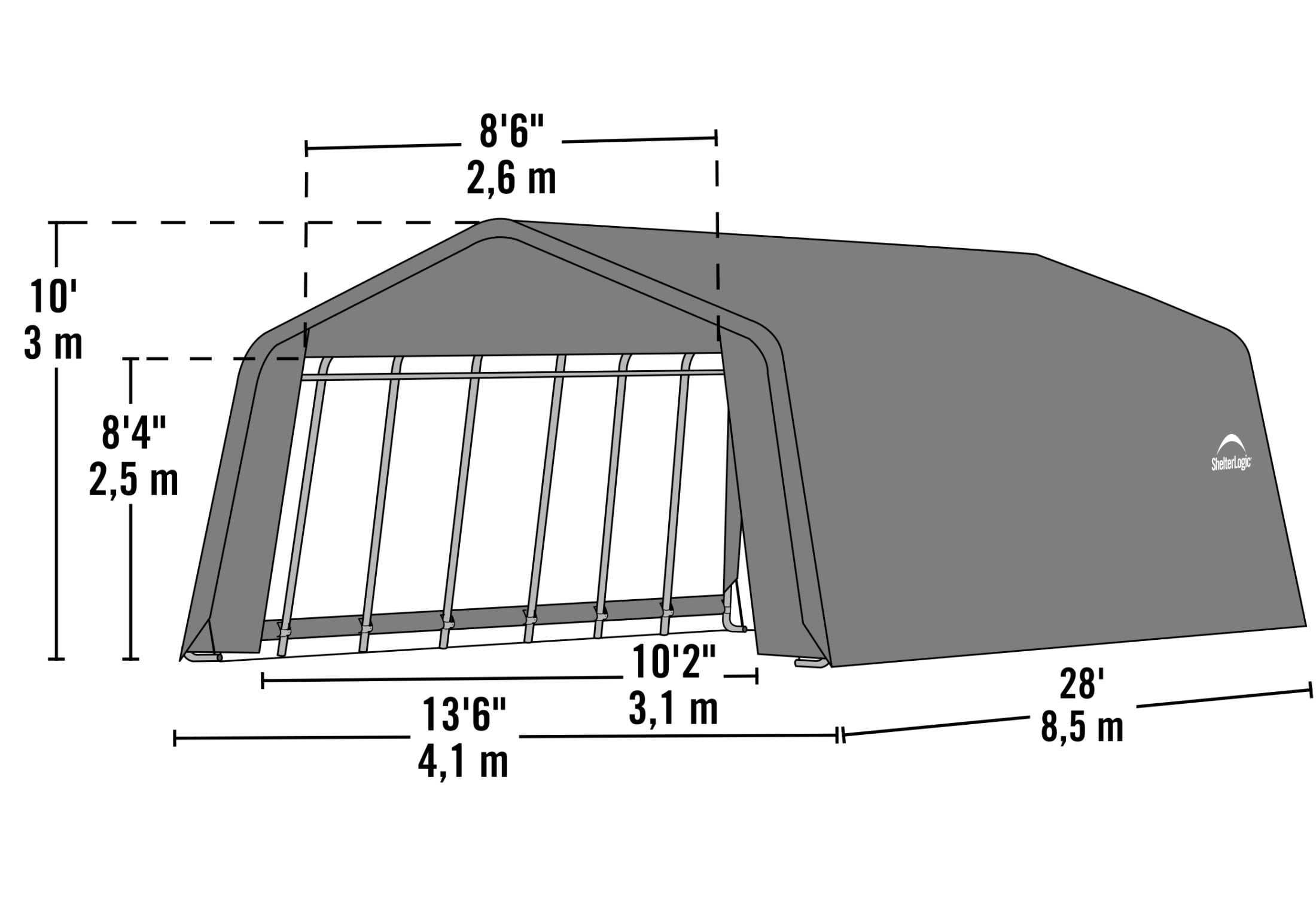 ShelterLogic 13' x 28' x 10' Green Carport