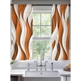 thumbnail image 2 of Burnt Orange White Moire Sheer Curtains 63 Inch Length 2 Panels Set, Modern Abstract Art Voile Window Treatment Rod Pocket Curtains Sheers Drapes for Bedroom/Living Room/Kitchen 52x"63"x2, 2 of 7