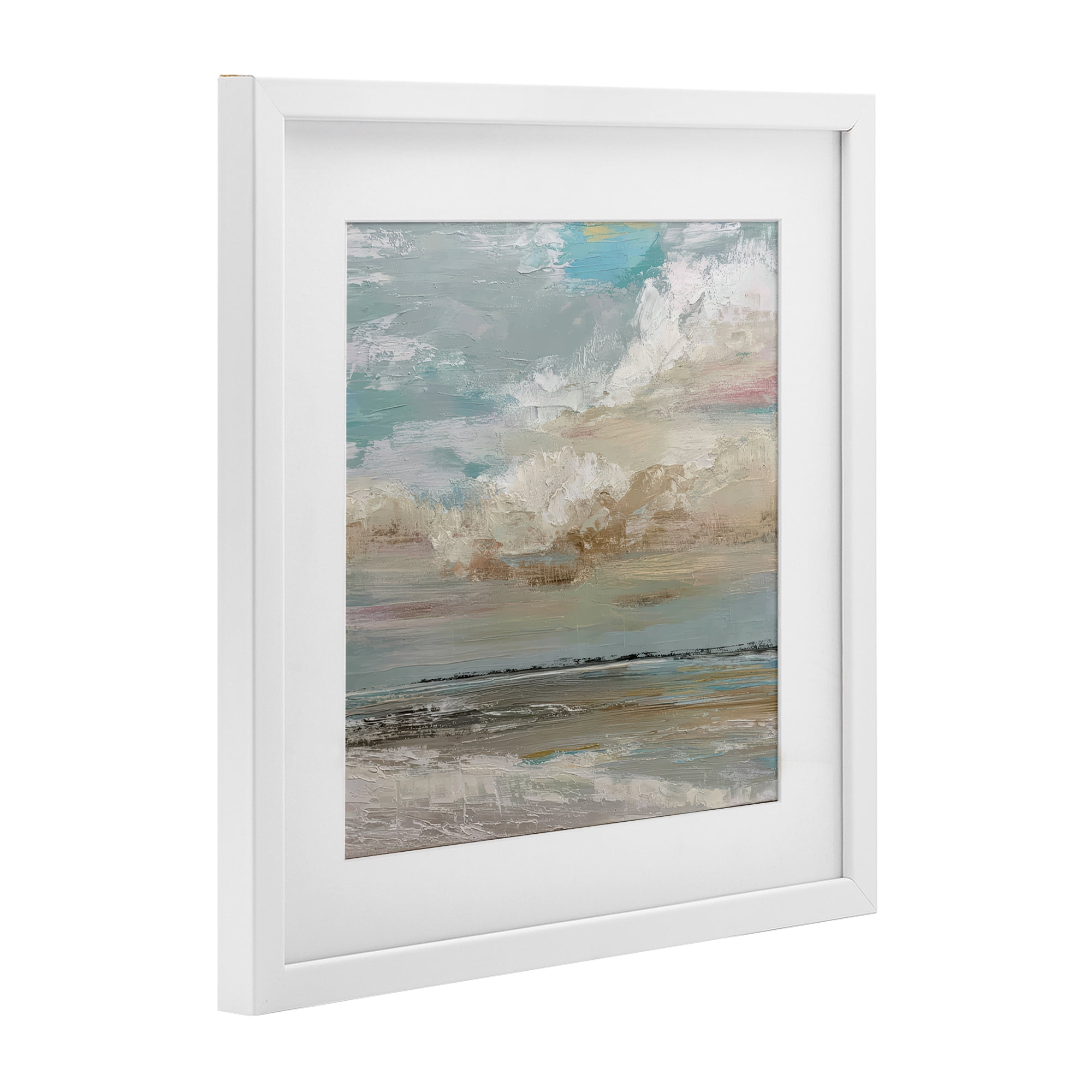 Stupell Industries Cloudy Beach Brushstrokes White Framed Print Under Glass, design by Kim Curinga
