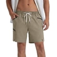 thumbnail image 7 of DDAPJ pyju Quick Dry Workout Shorts for Men Drawstring Elastic Waist Athletic Gym Shorts Lightweight Running Shorts with Zipper Pockets Khaki M, 7 of 7