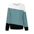 thumbnail image 5 of THDHVS Long Sleeve T Shirt Women,Shirts for Women,Women's Solid Color Blouses Long Sleeve V-Neck Pullover Fashion Top Patchwork Blouse Black L, 5 of 5