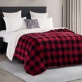 thumbnail image 4 of ROSEKIND Black and Red Buffalo Plaid Sherpa Throw Blanket | OEKO-TEX Certified | Reversible Fleece Throw, All-Season | Throw Size 50x60in, 4 of 9