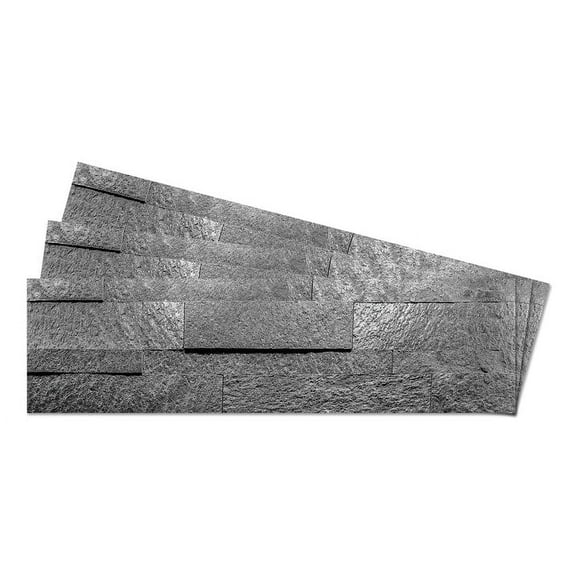 Oslo Smoke - Self-Adhesive 3D Peel & Stick Stacked Natural Stone Tiles [Pack of 10]