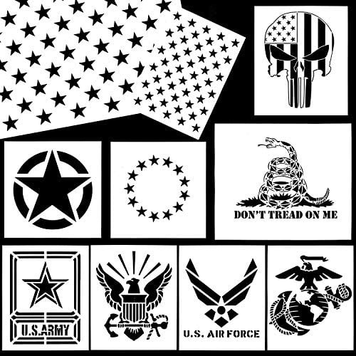 whaline american flag stencil military series template marine corps army air force for painting on wood fabric paper airbrush walls art 10 pack walmart com