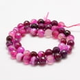 thumbnail image 3 of Faceted Natural Striped Agate/Banded Agate Beads Strands Round Dyed Heated Magenta 4mm Hole: 0.8mm 86pcs/strand 14 inch(35.6cm) diy, 3 of 7