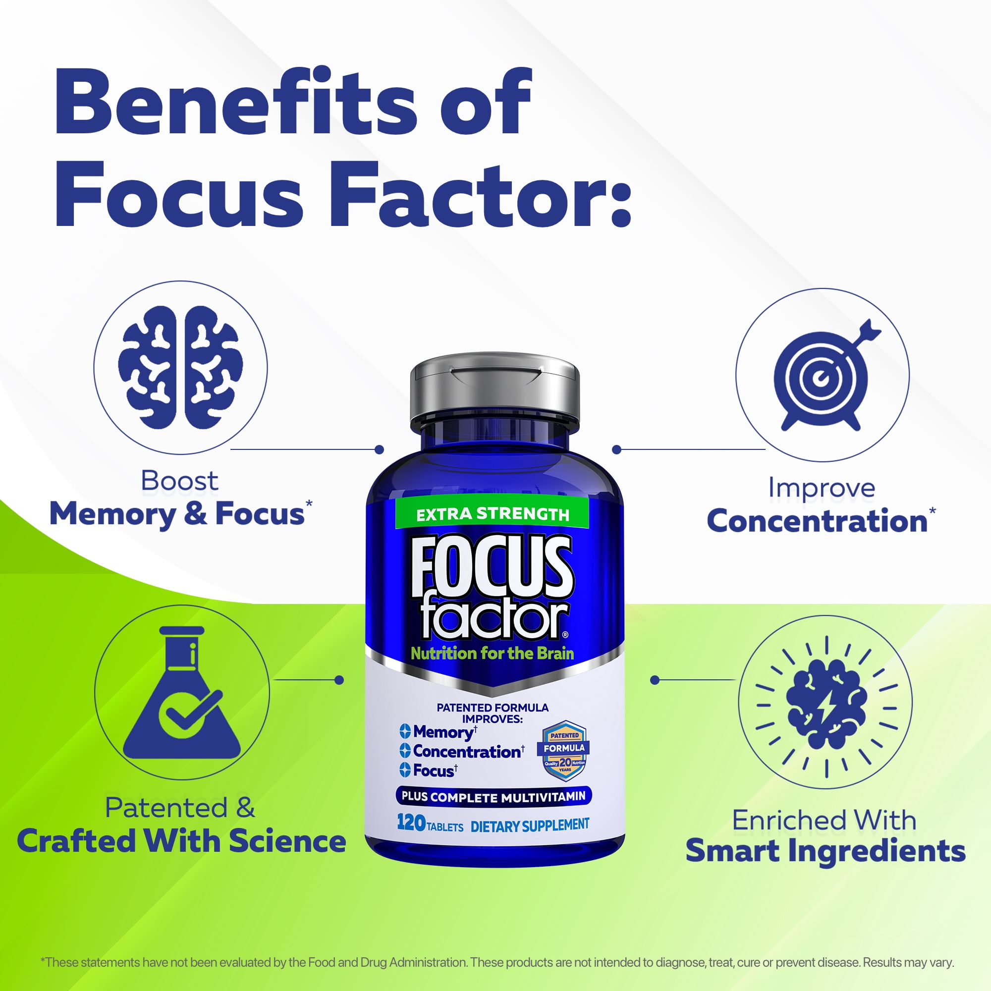 3 pack) Focus Factor Extra Strength (120 Count) - Brain Supplement