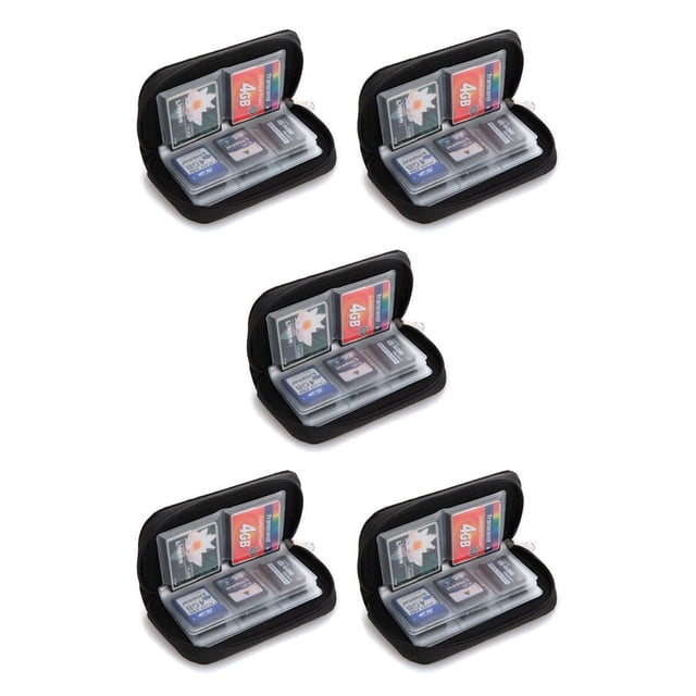 tamizeot Memory Card Zipper Closure Bag Storage Case Traveling Padded Interior Dustproof Protective Carrying Pouch Protector Black 5Set