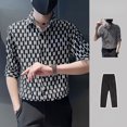 thumbnail image 4 of Camisa y blusa de manga corta para hombre, estilo geométrico, original, barata, de marca, informal, regular, con cuello, estilo coreano, ropa genial, 4 of 5