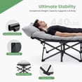 thumbnail image 3 of TINKLE WELL Folding Camping Cot with Padded Cushion, 74" Heavy Duty Bed for Adult, Oxford Fabric & Steel Frame, Compact Portable Carry, Gray, 3 of 7