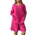 thumbnail image 4 of NMMUED Short Sets for Women Linen Sets for Women 2 Piece Summer Outfits for Women Gauze Sets for Women 2 Piece Lounge Sets for Women, Hot Pink M, 4 of 6