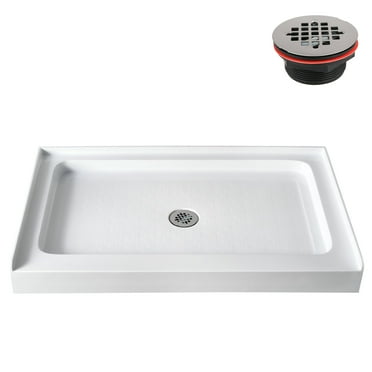 Streamline GB-505-24 48 in. x 30 in. Alcove Acrylic Shower Base in Glossy White With Center Drain, ABS Drain Included