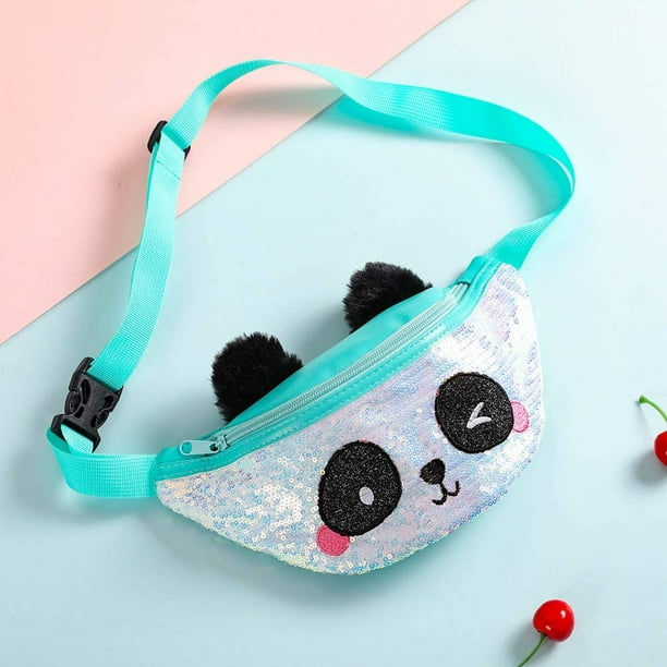 Cute Panda Fanny Pack with Glitter Sequins Bum Bag Waist Pack Bag Chest Bag Crossbody Shoulder Bag Belt Bag Catoon Birthday Christmas Panda Gifts for