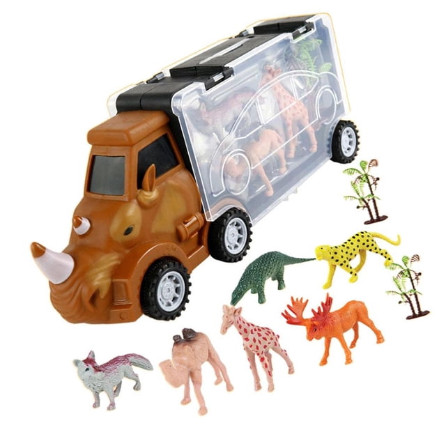Toystoory Juego de transportador de 9 piezas, transportador de dinosaurios, tamaño compacto, material educativo inercial interesante para coche, Almacenamiento y organización del hogar Rinoceronte Toystoory HA047131-01