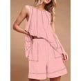 thumbnail image 5 of Women Short Sets 2 Piece Vacation Outfits Sleeveless Tank Top and Shorts Matching Set with Pockets Pink M, 5 of 7