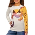 thumbnail image 4 of POLERO Leopard Lizard Shirt for 13-14Y Boys Long Sleeve Blue Beige Casual T-Shirt Toddler Kids Crew Neck Pullover Lightweight Tee Shirts, 4 of 6