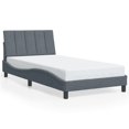 thumbnail image 1 of vidaXL Bed Frame with LED Lights Dark Grey 100x190 cm Velvet, 1 of 5