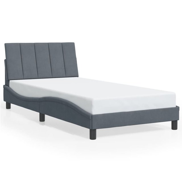 vidaXL Bed Frame with LED Lights Dark Grey 100x190 cm Velvet