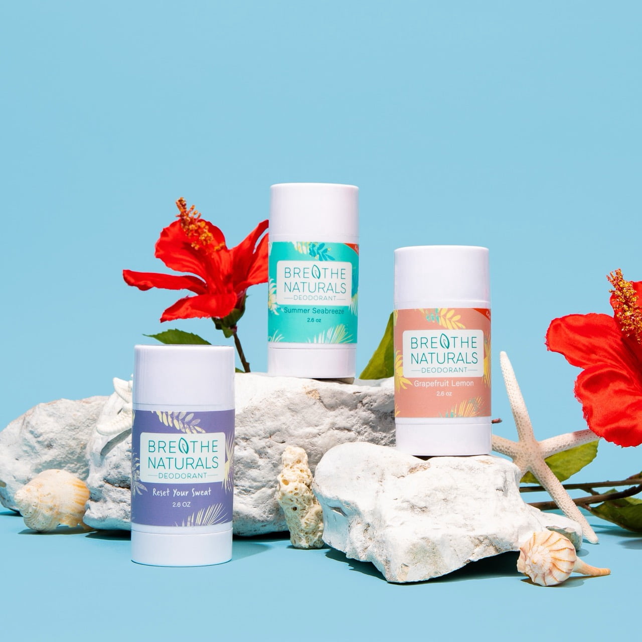 Breathe Naturals Deodorant - 24 Hour Freshness - Aluminum Free & Vegan - For Sensitive Skin, Men, Women & Kids - 2.6 oz Stick - Made in the USA - (Chick Pit Pack)