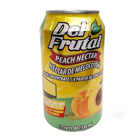 Del Frutal Peach Nectar 11.16 oz - Sabor Melocoton (Pack of 24)