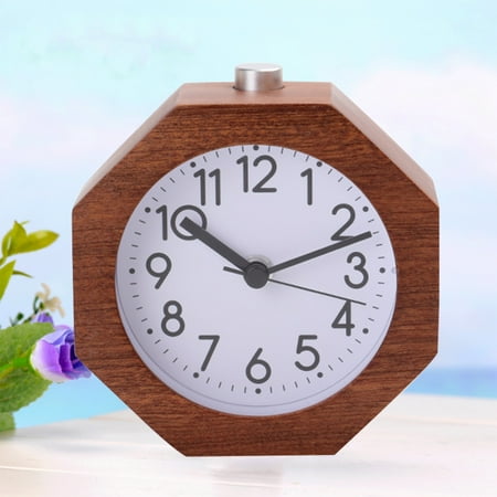 MEIBUTYUP Brown Beech Wood Alarm Clock with Night Light and Recorder, Digital Table Clock for Bedroom and Office