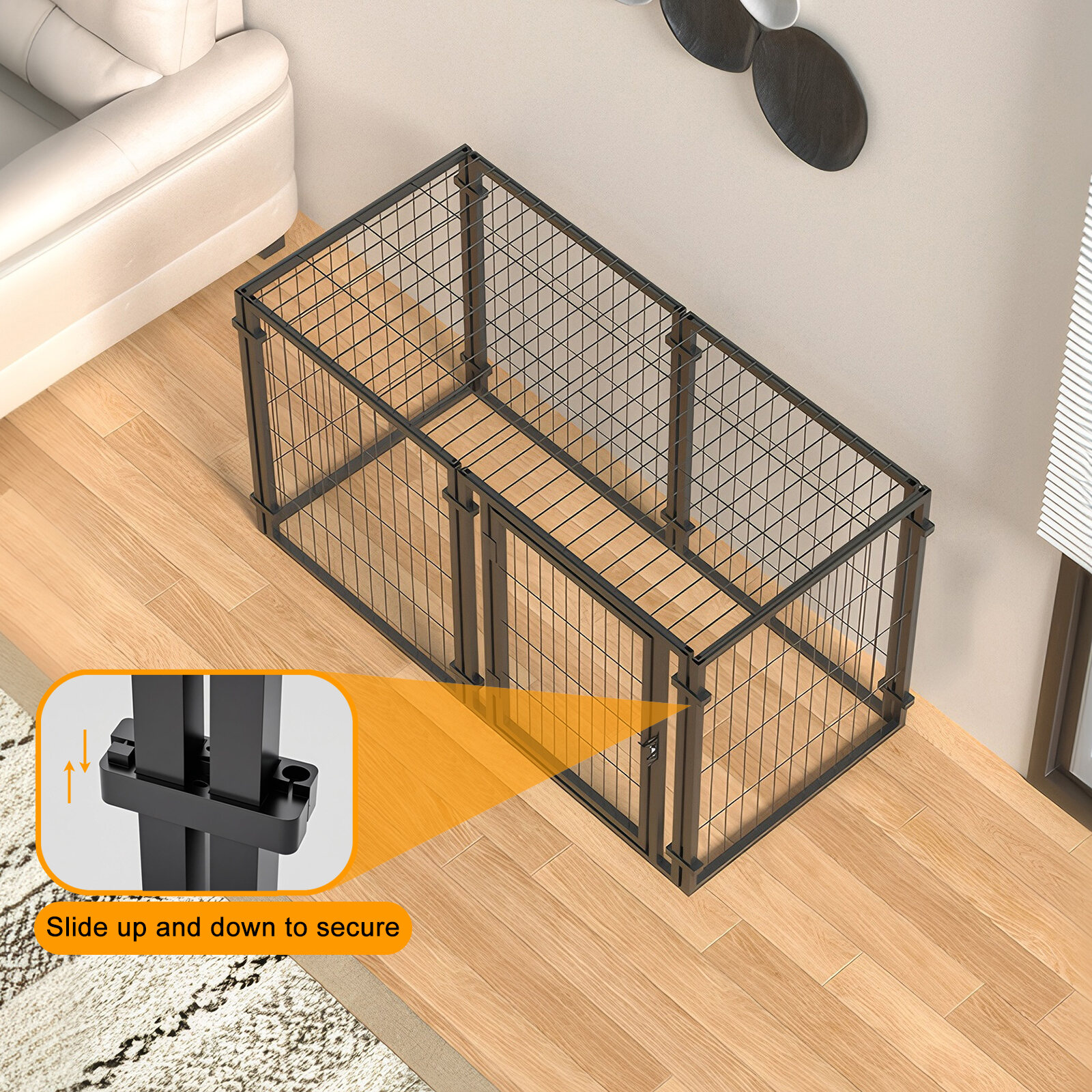 Pet Playpen 47.2" Dog Crate for Small Medium Large Dogs, Puppy Dog Playpen for Yard Indoor Outdoor Use, Pet Dog Cage Kennel (47.2"L x 23.6"W x 23.6"H),Dog Crate