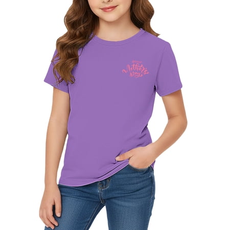 CPNG Children's Girls and Boys Happy Mother's Day T Shirt Letter Print Short Sleeve T-Shirts Crew Neck Breathable Basics T-Shirt