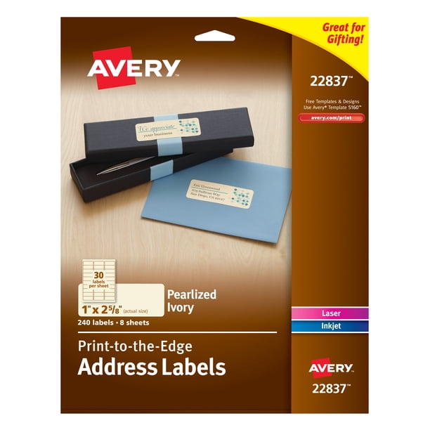 Avery Address Labels, Permanent Adhesive, Pearlized, Ivory, 1" x 2-5/8 ...