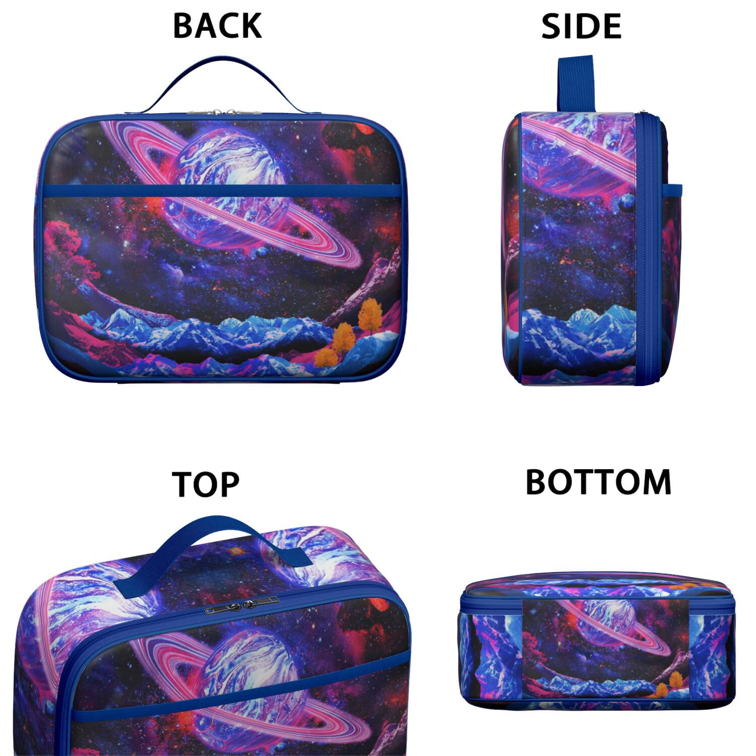 Space-themed Lunch Bag, Insulated Lunch Box with Cute Astronaut, Galaxy, Nebula, Rocket, and Starry Night Designs – Durable, Lightweight Lunch Tote for School, Travel, and Picnic