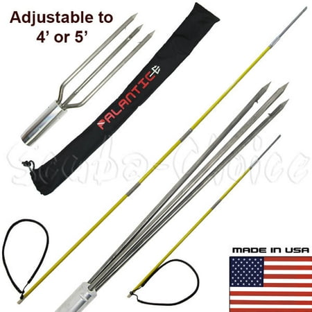 Spearfishing Travel Pole Spear Hawaiian Sling with 3 Prong & Lionfish Tips
