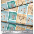 thumbnail image 3 of Soimoi Modal Satin Fabric Bird & Reindeer Face Patchwork Printed Fabric 1 Yard 42 Inch Wide, 3 of 3