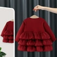 thumbnail image 4 of QUOTAY Elegant Girls Dresses Long Sleeve Party Dress with Big Bow Detail Gown for Toddler Kids Autumn 6M-3Y 02_Red,12-18 Months, 4 of 9