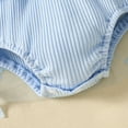 thumbnail image 6 of Sopiago Baby Girl Summer Clothes Cute Newborn Girl Outfits Short Sleeve Lace Baby Girls' One Piece Rompers + Headband 2pcs set Blue,6-9 Months, 6 of 7