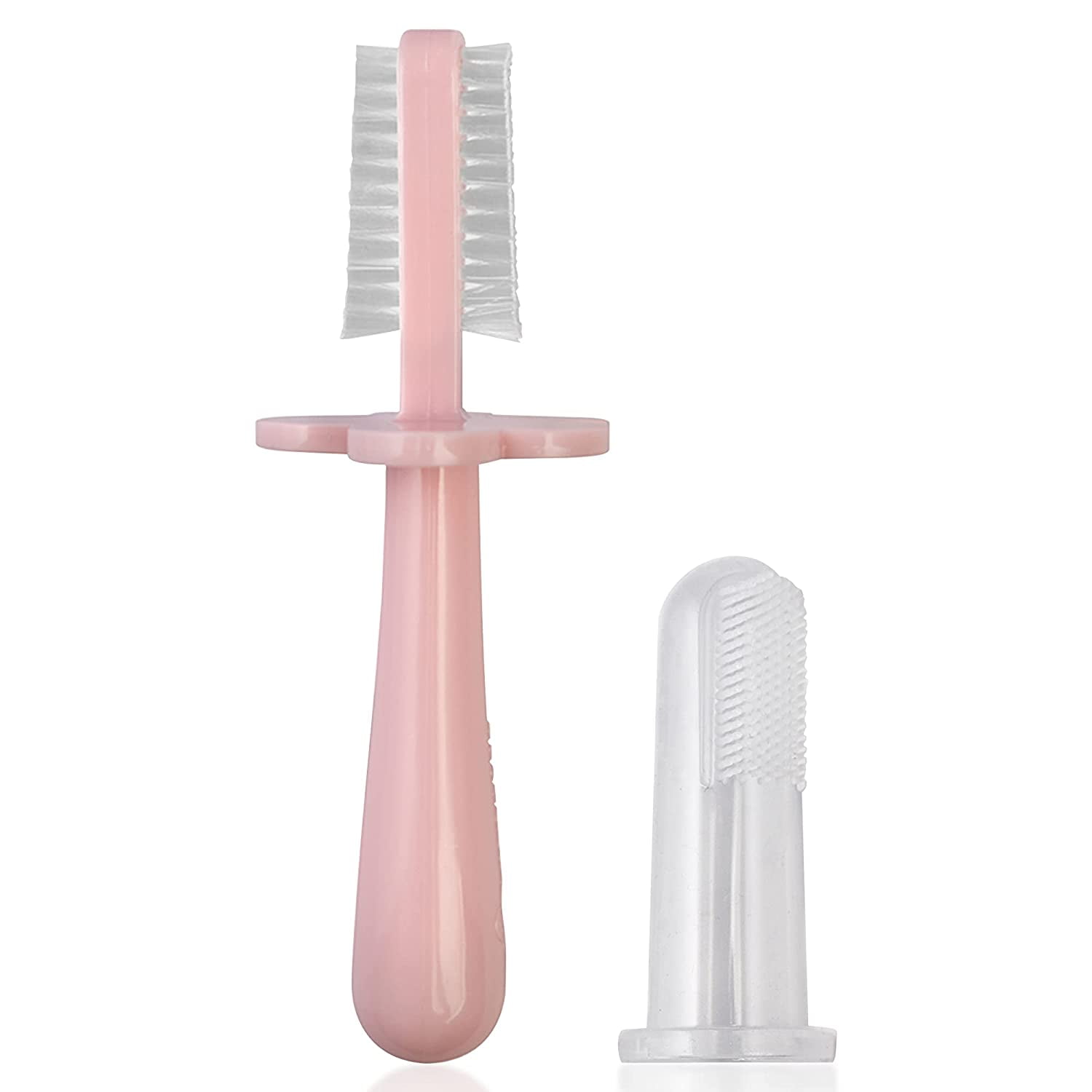 Grabease Double Sided Baby and Toddler Soft Bristle Toothbrush with Finger Brush