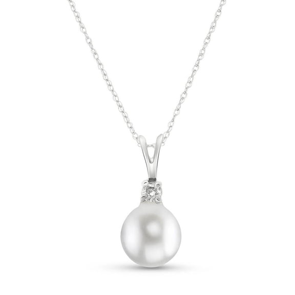 Galaxy Gold 14K White Gold Natural Diamonds and Pearl Pendant Necklace - June Birthstone - Balance & Intuition - 16" to 24" - Fine Jewelry for Women