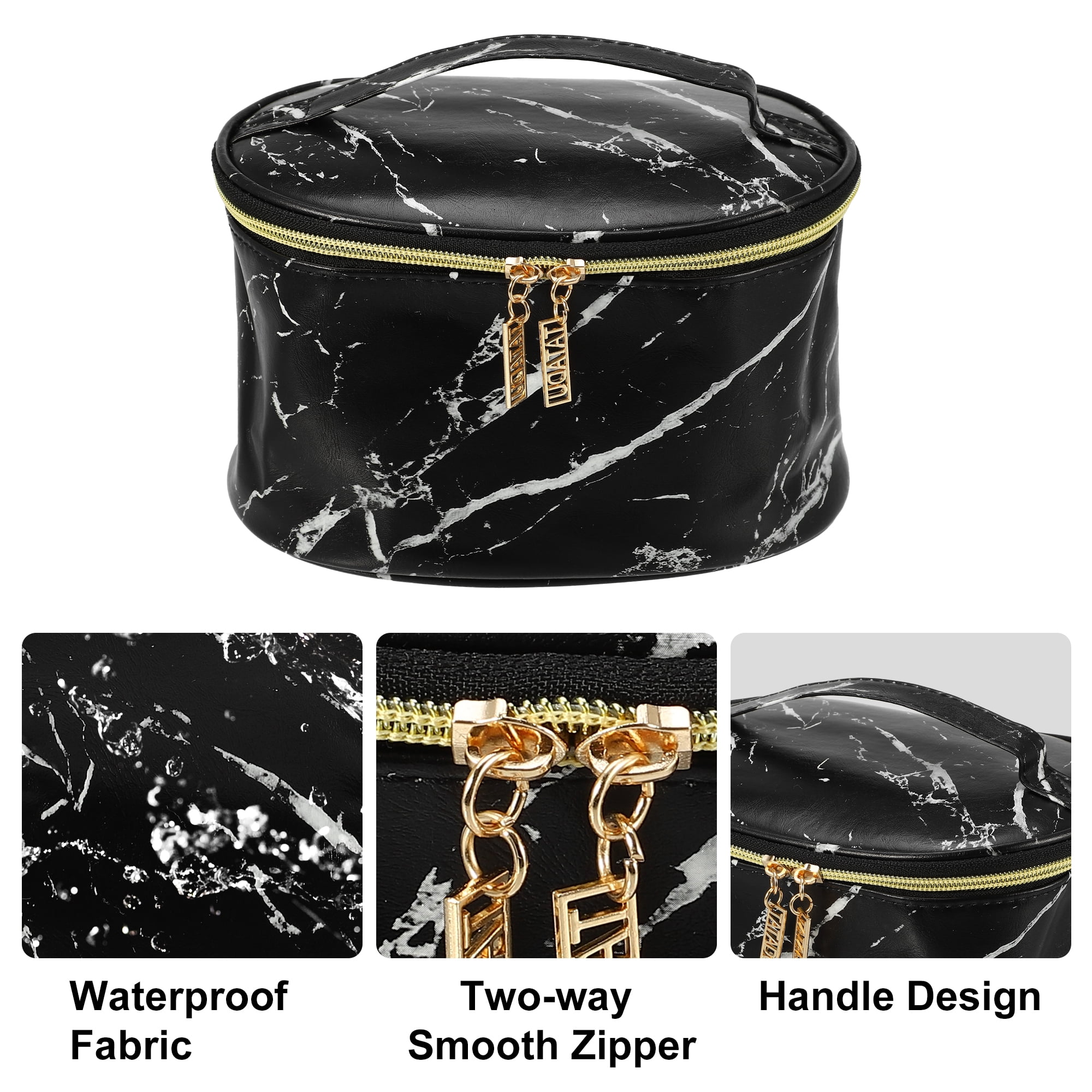 Unique Bargains Floral Makeup Bag Zipper Flower Cosmetic Pouch Black